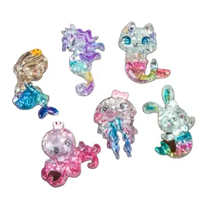 Mermaid Unicorn Cartoon Resin Material Crocs Buckle Accessories DIY Mermaid Resin Charms For Decoration