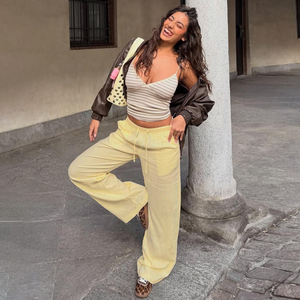 Women's <b>Drawstring</b> Wide Leg Pants Elastic Waist Loose Casual Lounge <b>Trousers</b> Lightweight Summer Beach Vacation Palazzo Pants - Product Image 3