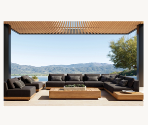 2023 ensemble de mobilier d'extérieur <span class=keywords><strong>piscine</strong></span> mobilier d'extérieur de luxe ensemble de jardin canapé modulaire en bois de teck - Product Image 1