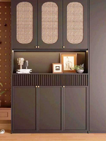 Meuble d'entrée en rotin rétro français, armoire à chaussures et porte-manteau en bois massif, personnalisation complète de toute la maison, style mi-ancien
