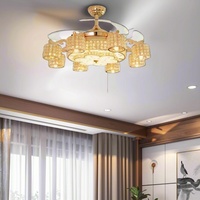 Ventilateur de plafond de luxe invisible en cristal LED 48 pouces pour salon, chambre, salle à manger, restaurant, silencieux, nouveau modèle