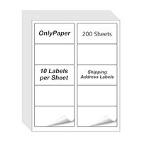 Etiquetas de Dirección de Envío OnlyPaper, 200 Hojas, 10 Etiquetas por Hoja, Etiquetas de Papel Rectangulares Autoadhesivas para Empaque
