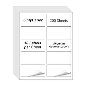 ป้ายกำกับที่อยู่สำหรับจัดส่งของ OnlyPaper 200 แผ่น 10 ป้ายต่อแผ่น ป้ายกระดาษสี่เหลี่ยมแบบมีกาวในตัวสำหรับบรรจุภัณฑ์ - Product Image 1