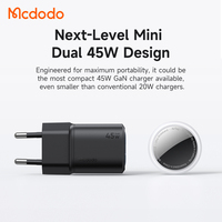 Chargeur GaN double USB-C Mcdodo 100 45W (prise EU) ultra-compact et léger, charge rapide pour MacBook iPhone, certifié ROHS/CE