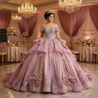 Robe de Quinceañera élégante Jancember 261099, style Sweetheart, avec paillettes et cristaux roses, en tulle doré pour femmes
