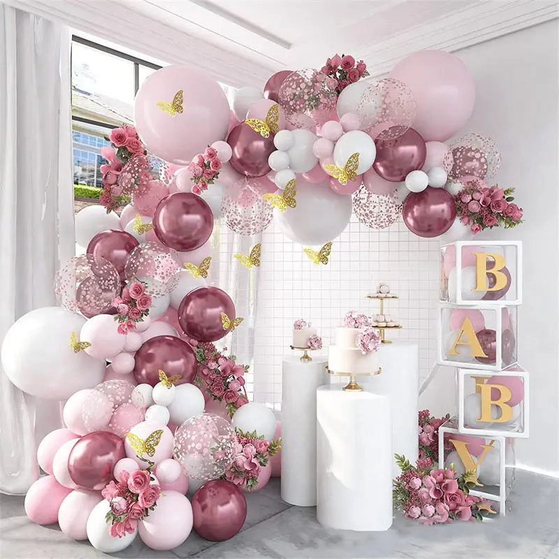 Set di palloncini a farfalla rosa viola in metallo per festa di compleanno matrimonio matrimonio decorazione per stanza palloncini