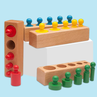 Prix usine coloré blocs de douille en bois créatif bricolage éducatif saisir cylindre jouet moderne Construction Cube ensembles
