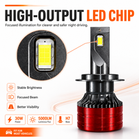 Ampoule de phare LED H7 pour marché de la réparation automobile, 30W 5000LM 12V, lampe de remplacement à ajustement universel