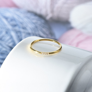 Simple 3 Granular Stone Stainless Steel 18k Gold Diamond Simple Bracelet Stainless Steel Zircon Very <b>Thin</b> <b>Ring</b> Factory Wholesale - Product Image 4