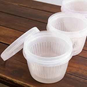 Contenedor de almacenamiento de alimentos para refrigerador para jengibre, ajo y cebollín; portátil, redondo, transparente, de doble capa y hermético. - Product Image 1