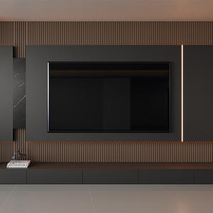 Soporte de TV Moderno Minimalista para Montar en el Suelo con Mueble Lateral de Madera Maciza, Muebles de Sala de Estar de Alta Gama, Decoración para el Hogar - Product Image 2