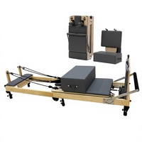 Lit de Pilates pliable en chêne et érable, appareil d'entraînement professionnel portable en alliage d'aluminium pour le yoga et le renforcement musculaire, idéal pour les entraîneurs personnels