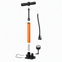 Pompe à main manuelle orange avec manomètre, revêtement poudré, pour voiture, moto, ballon, basketball, vélo, pompe à air pour vélo