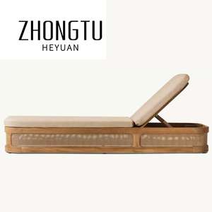 Chaise de plage design moderne, lit de jour pour le jardin, meubles pour hôtels, teck, salon de soleil pliable pour l'extérieur, chaises longues pour la piscine, canapé-lit - Product Image 2