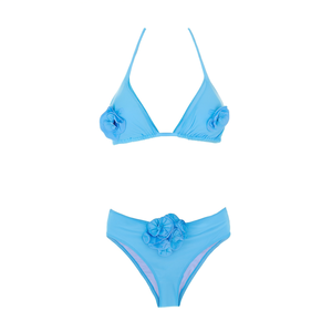 Set Bikini HDJ con Applicazione Floreale 3D Blu Taglia 42 44 46 48 per Abbigliamento da Spiaggia - Product Image 1