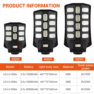 All'ingrosso 300W 400W 500W All-in-One <span class=keywords><strong>LED</strong></span> lampione solare <span class=keywords><strong>per</strong></span> illuminazione stradale esterna impermeabile Ip65 <span class=keywords><strong>per</strong></span> uso stradale - Product Image 3