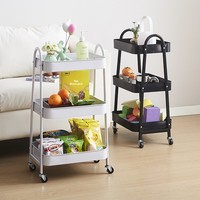 Chariot à roulettes amovible en acier au carbone en forme de A à 3 niveaux, étagère de rangement portable multifonction pour salon, cuisine, salle de bain
