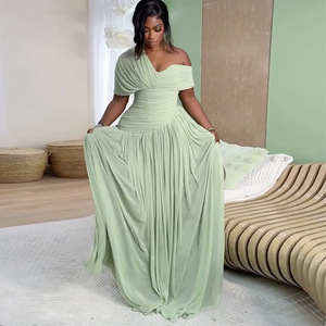 Robe longue asymétrique vert sauge à corsage froncé et dos nu pour femme, tenue de soirée formelle 2026 C260521 - Product Image 4