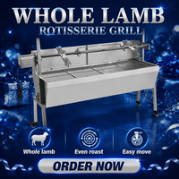 Rôtissoire à charbon rotative automatique 88 cm en acier inoxydable avec moteur électrique, 9 niveaux réglables, pour agneau et cochon entiers, barbecue extérieur