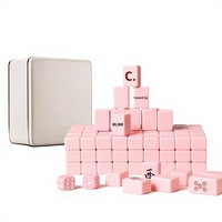 Mini tuiles de Mahjong pliables modernes en mélamine, boîte en alliage d'aluminium, pour voyage en extérieur, camping, dortoir, divertissement pratique et mignon