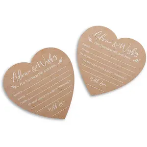 Custom ECO Friendly Cardboard Heart Shaped Kraft Paper Wedding Advice And Wishes Cards for The Mr And Mrs