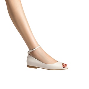 Zapatos <span class=keywords><strong>de</strong></span> Mujer Tipo Bailarina con Punta Abierta y Correa en el Tobillo, Transpirables y Antideslizantes, <span class=keywords><strong>de</strong></span> <span class=keywords><strong>Cuero</strong></span> PU en Negro, Rojo y Crema - Product Image 3
