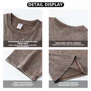T-shirts pour hommes personnalisés vintage 100% coton tricoté épais surdimensionné délavé, imprimés en sérigraphie, couleur unie, séchage rapide, écologiques - Product Image 2