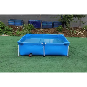 Testway moldura de metal retangular inflável, tpu acima da terra do bebê crianças piscinas à prova d' água para jardins