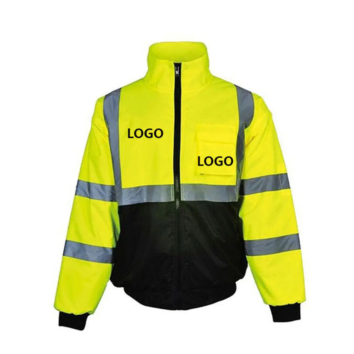 Custom Men's Reflector Jackets Winter Windbreaker High Visibility Safety Reflective Warm Jackets