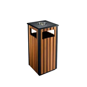 Barato alto decorativo pátio ao ar livre vintage rectangular lata de lixo com cinzeiro