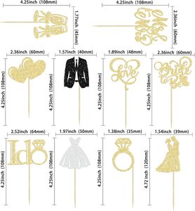 Décorations de cupcakes pour future mariée, motifs 'I Do Love', Cœur et Bague, et pics 'Miss & Mrs' pour la fête prénuptiale, le mariage, les fiançailles et la décoration de gâteaux - Product Image 2