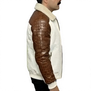 Blouson aviateur en cuir véritable gaufré pour homme, design avant personnalisé, respirant, coupe-vent, hiver, OEM sur mesure - Product Image 6