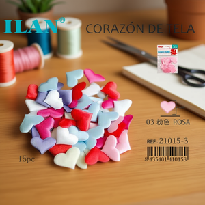 Cuori in Tessuto Ilan 3 Cm 15 Pezzi Rosa Decorazione Artigianale - Product Image 3