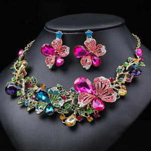 Nuovo Set di Gioielli da Sposa Europei e Americani 2025, Collana e <span class=keywords><strong>Orecchini</strong></span> Colorati di Lusso Leggero, Set da 2 Pezzi - Product Image 1