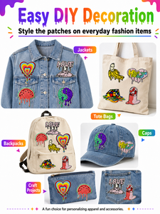 Apliques Termoadhesivos de Corazón Colorido con Efecto Derretido, Parches Bordados para Chaquetas, Jeans, Bolsos, Sombreros y Decoración de Ropa DIY - Product Image 3