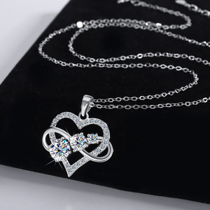 SPJ Designer 1.8ct VVS Moissanite <span class=keywords><strong>Infinity</strong></span> Symbole Coeur Pendentif Collier S925 Sterling Silver Factory Wholesale - Product Image 3