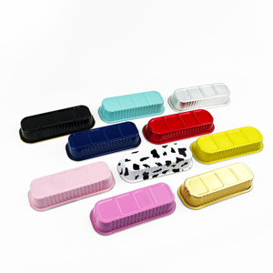 Đầy Màu sắc Aluminum <span class=keywords><strong>foil</strong></span> <span class=keywords><strong>container</strong></span> cho Baking Mini Loaf Pan với nắp nhựa hoặc lá nắp nhựa muỗng - Product Image 2