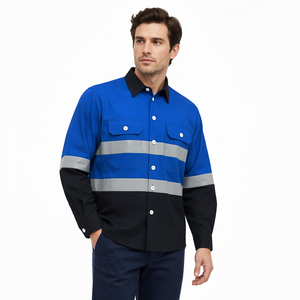 Veste et Chemise de <span class=keywords><strong>Travail</strong></span> Haute Visibilité Réfléchissante de Sécurité Industrielle pour Hommes – Tenue de Chantier - Product Image 4