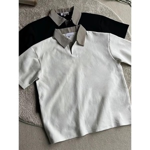 <span class=keywords><strong>Polo</strong></span> personnalisé Y2K Streetwear pour homme, <span class=keywords><strong>col</strong></span> contrastant à carreaux, t-shirt en coton lourd, coupe ample, <span class=keywords><strong>polo</strong></span> oversize pour homme - Product Image 3