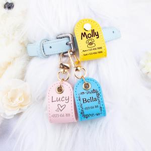 Personalized PU Leather Pet Name <b>Tags</b> Keychain Silent Dog <b>Cat</b> Collar <b>Tags</b> Custom Dog Gifts Portable <b>Cat</b> Lover Gift - Product Image 1