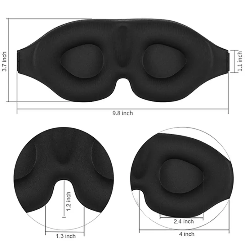 Verstelbare 3d Traagschuim Luxe Private Label Custom Nachtslaap Cover Eye Slaap Masker Met Neus Pad En Elastiek