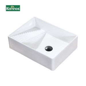 <span class=keywords><strong>Lavabo</strong></span> quadrato in ceramica da appoggio per uso domestico, <span class=keywords><strong>lavabo</strong></span> multiuso da balcone, lavello per lavanderia sopra la lavatrice, lavello per lavanderia domestica - Product Image 1