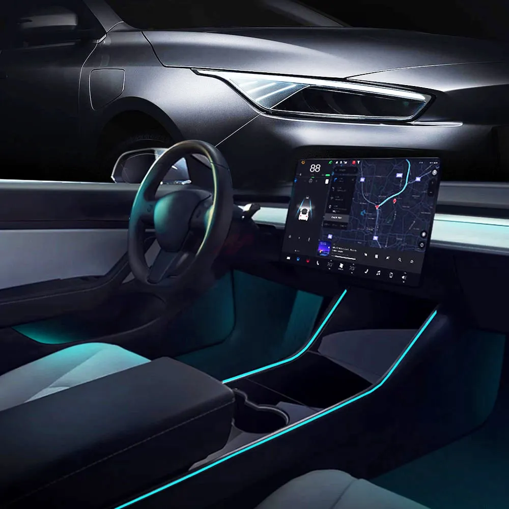 2021 Tesla модель 3/Y неоновые световые трубки центральная консоль RGB внутренняя Светодиодная лента 2021 модель 3/Y центральная консоль