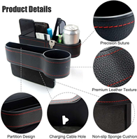 Organisateur de rangement pour l'espace entre les sièges de voiture avec pochette latérale pour console, porte-gobelet et port de charge USB, conçu pour l'intérieur de la voiture