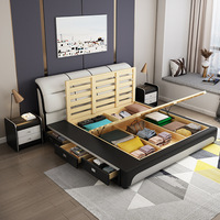 Lits en cuir rembourrés confortables de luxe modernes pour chambre à coucher, taille king et queen, avec tiroirs, meubles de chambre à coucher pour la maison, pour adultes