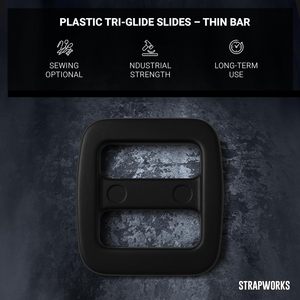 Strapworks - Deslizador Tri-Glide de Plástico Negro para Correas de Bolsas, Correas de Rifle y Collares de Perro (Paquete de Pulgadas) - Product Image 2