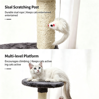 Arbre à chat à 3 niveaux pour chatons d'intérieur, petite tour pour chat avec poteaux à gratter en sisal, maisonnette en peluche avec jouet suspendu