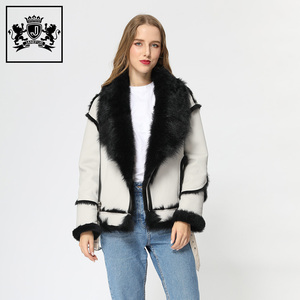 Janefur all'ingrosso pelle di pecora in pelle di moda invernale di lusso ampio cappotto con cintura di pecora tranciato <span class=keywords><strong>giacca</strong></span> di <span class=keywords><strong>pelliccia</strong></span> per ragazze - Product Image 2