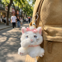 En gros, populaires porte-clés pendentifs en peluche chaton 'Snowball', poupées mignonnes pour sacs de filles, cadeaux