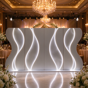 Telones de Fondo para Bodas 2026, con Luces LED Blancas, Pared Ondulada Brillante, Soporte Metálico Resistente para Eventos y Bodas - Product Image 4